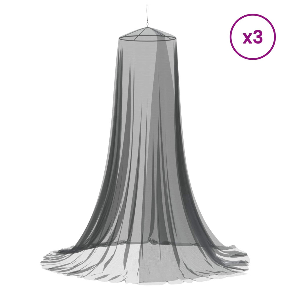 Produktbild för Myggnät för säng 3 pcs 156 mesh Svart ⌀56 x 220 cm Polyester