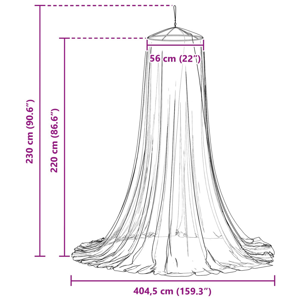 Produktbild för Myggnät för säng 3 pcs 156 mesh Svart ⌀56 x 220 cm Polyester