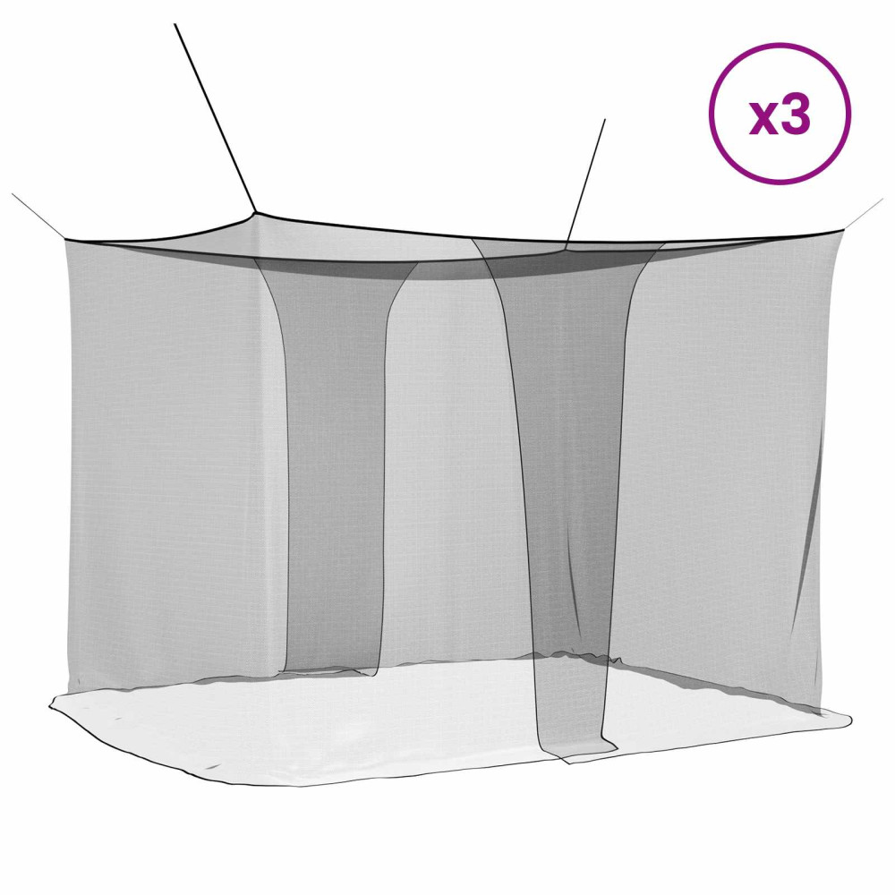 Produktbild för Myggnät för säng 156 nät 3 pcs Svart Polyester