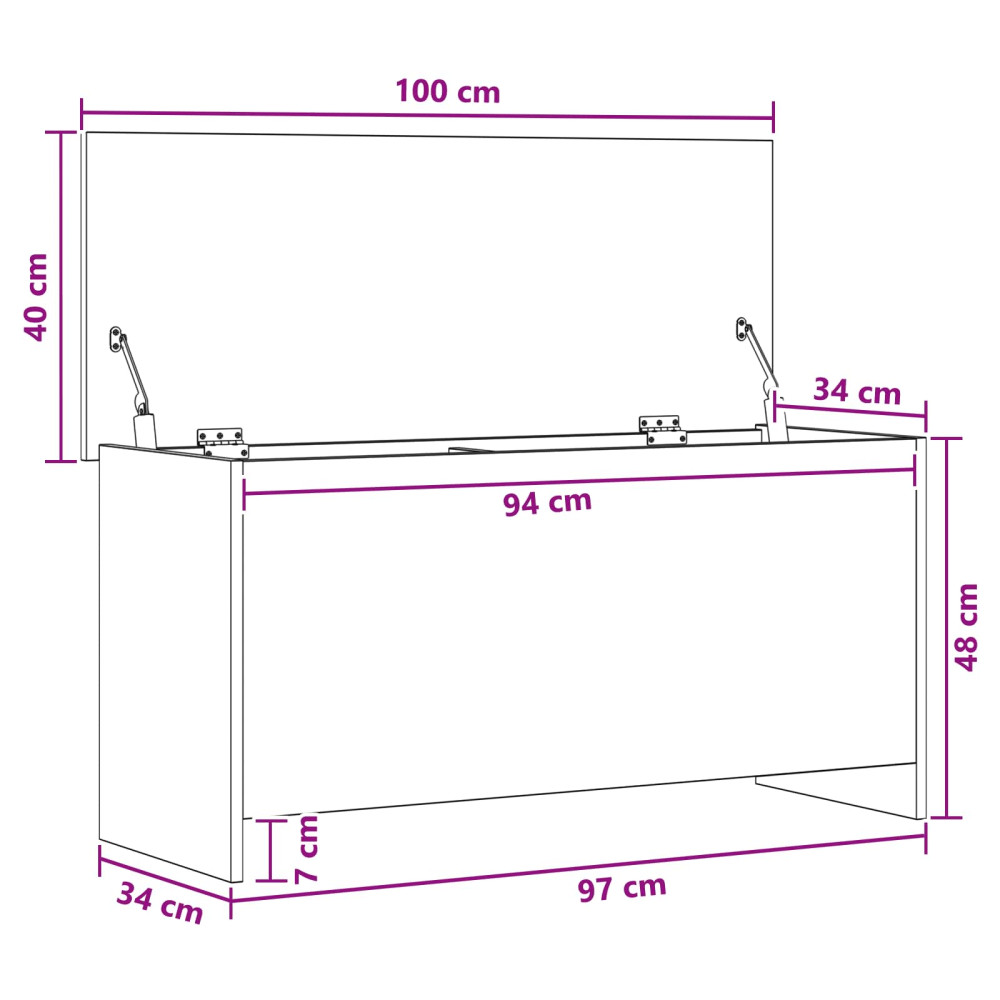 Produktbild för Förvaringskista Vit 100 x 40 x 50 cm Konstruerat trä