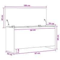 Produktbild för Förvaringskista Rökt ek 100 x 40 x 50 cm Konstruerat trä
