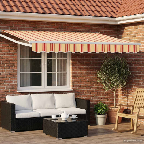 vidaXL Markis Gul, Orange och Vit 3 x 2 m Polyester och metall