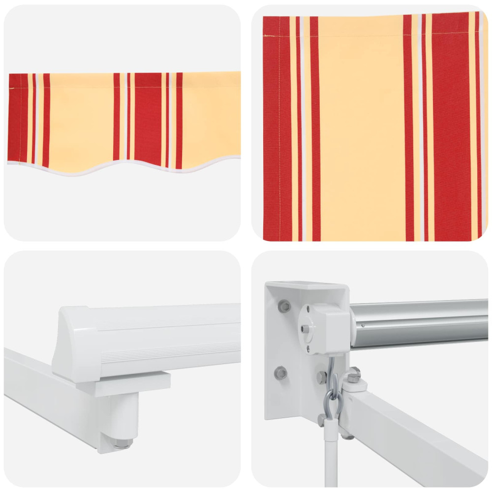 Produktbild för Manuell utdragbar markis med LED-lampor Flerfärgsdesign 3 x 2 m