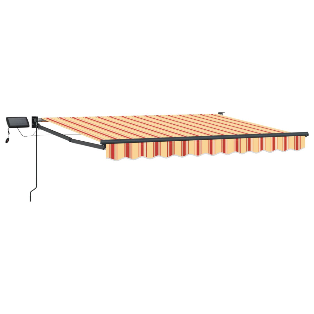 Produktbild för Manuell utdragbar markis med LED-lampor Flerfärgsdesign 3 x 2 m