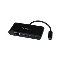 Produktbild för StarTech.com 3-ports USB-C-hubb med Gigabit Ethernet och 60 W strömförsörjning Pass-through laddning av bärbar dator - USB-C till 3x USB-A (USB 3.0 SuperSpeed 5 Gbps) - USB 3.1/3.2 Gen 1 Type-C adapterhubb - hubb - 3 portar