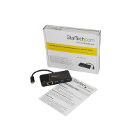 Produktbild för StarTech.com 3-ports USB-C-hubb med Gigabit Ethernet och 60 W strömförsörjning Pass-through laddning av bärbar dator - USB-C till 3x USB-A (USB 3.0 SuperSpeed 5 Gbps) - USB 3.1/3.2 Gen 1 Type-C adapterhubb - hubb - 3 portar