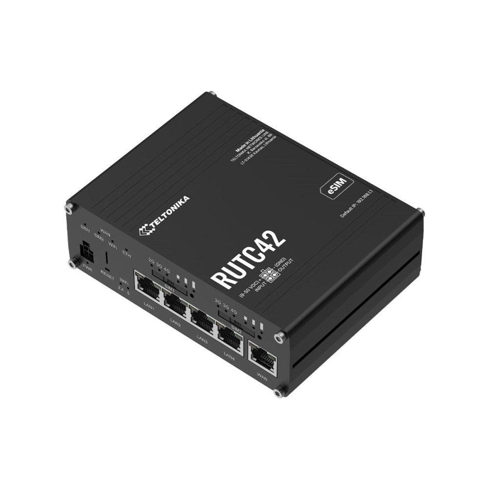 Produktbild för Teltonika RUTC42 - trådlös router - WWAN - Wi-Fi 6 - 3G, 4G, 2G - DIN-skenmonterbar, väggmonterbar, bordsmonterbar