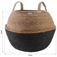 Produktbild för Kruka med handtag 2 pcs Svart Ø 45 x 36 cm 100% Sjögräs