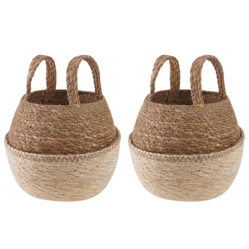 vidaXL Kruka med handtag 2 pcs Vit Ø 22 x 20 cm 100% Sjögräs