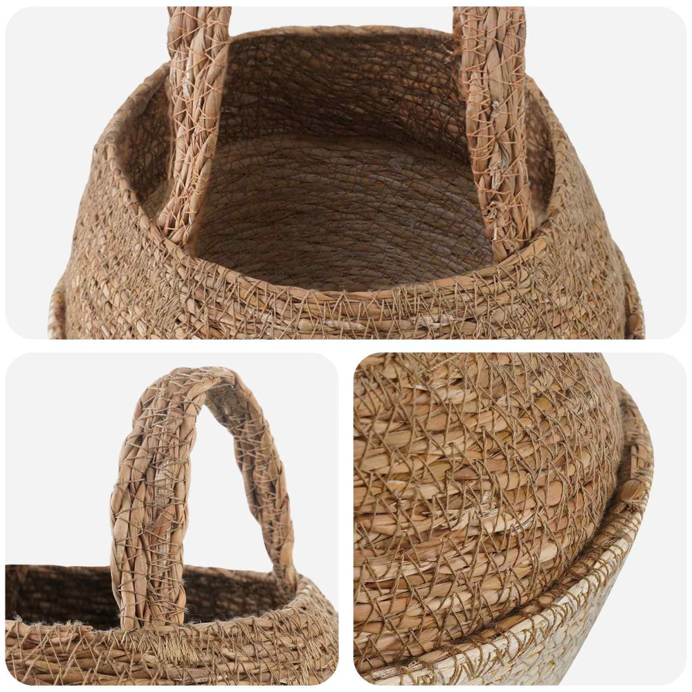 Produktbild för Kruka med handtag 2 pcs Vit Ø 22 x 20 cm 100% Sjögräs