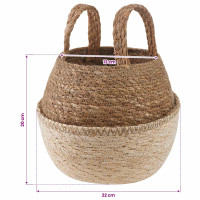 Produktbild för Kruka med handtag 2 pcs Vit Ø 22 x 20 cm 100% Sjögräs