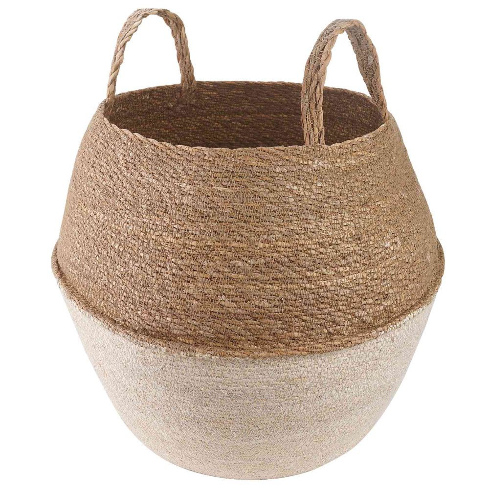 Produktbild för Kruka med handtag Vit Ø 32 x 32 cm 100% Sjögräs