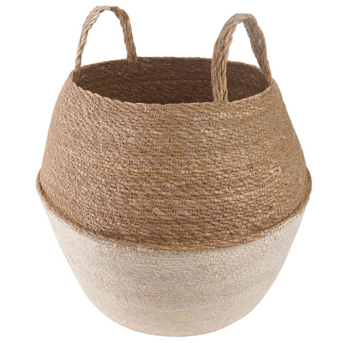 vidaXL Kruka med handtag Vit Ø 32 x 32 cm 100% Sjögräs