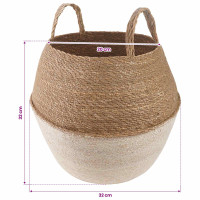 Produktbild för Kruka med handtag Vit Ø 32 x 32 cm 100% Sjögräs