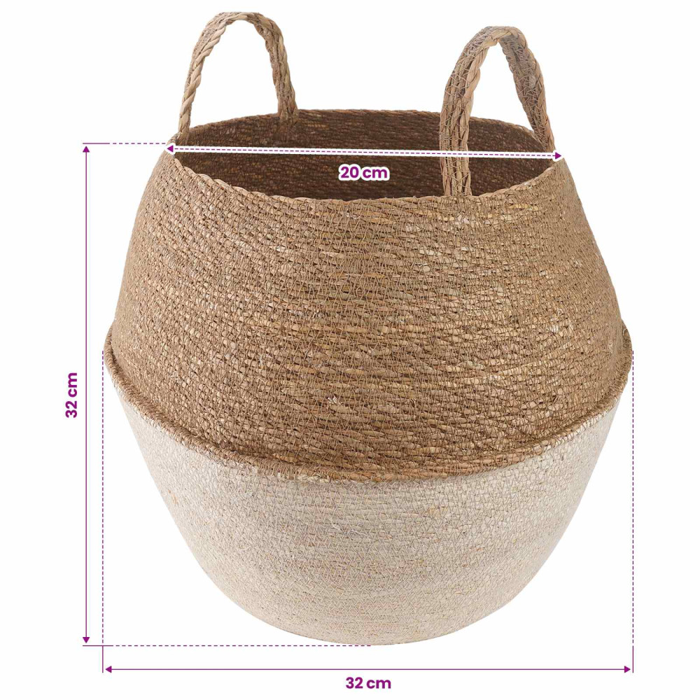 Produktbild för Kruka med handtag 2 pcs Vit Ø 32 x 32 cm 100% Sjögräs