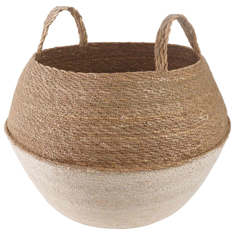 Produktbild för Kruka med handtag Vit Ø 45 x 36 cm 100% Sjögräs