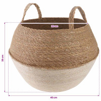 Produktbild för Kruka med handtag 2 pcs Vit Ø 45 x 36 cm 100% Sjögräs