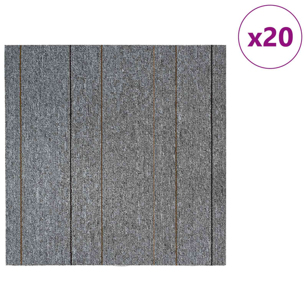 Produktbild för Mattan platta Ljusgrå med ränder 50 x 50 cm 20 pcs