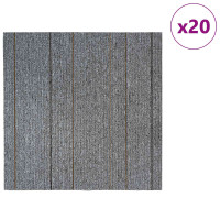 Produktbild för Mattan platta Ljusgrå med ränder 50 x 50 cm 20 pcs