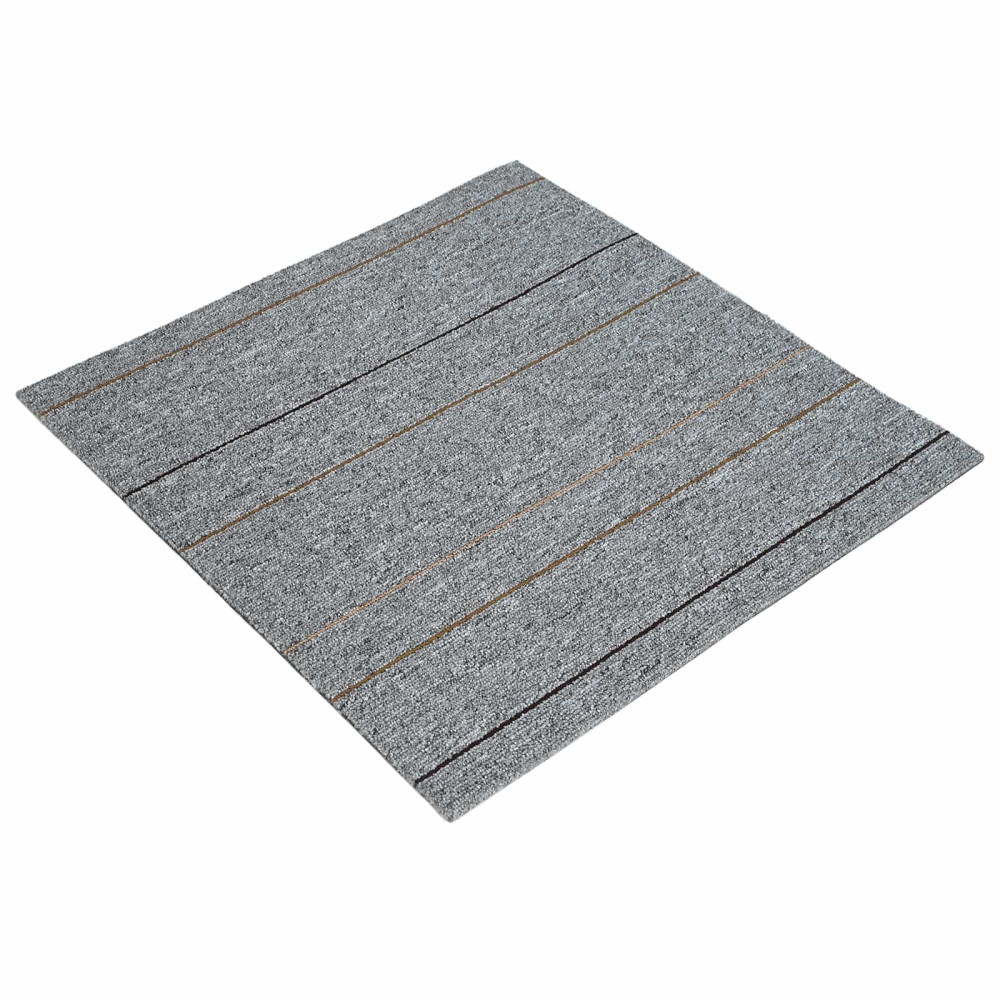 Produktbild för Mattan platta Ljusgrå med ränder 50 x 50 cm 36 pcs