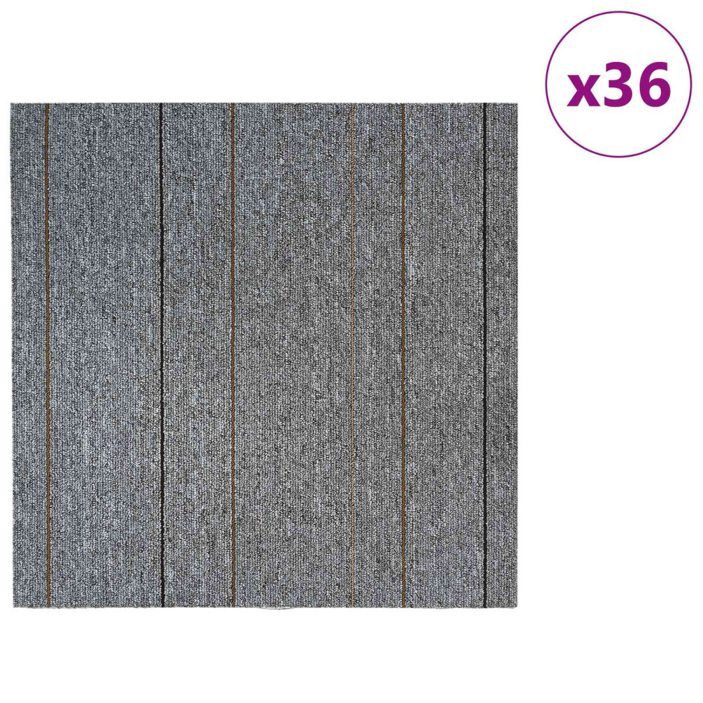 Produktbild för Mattan platta Ljusgrå med ränder 50 x 50 cm 36 pcs