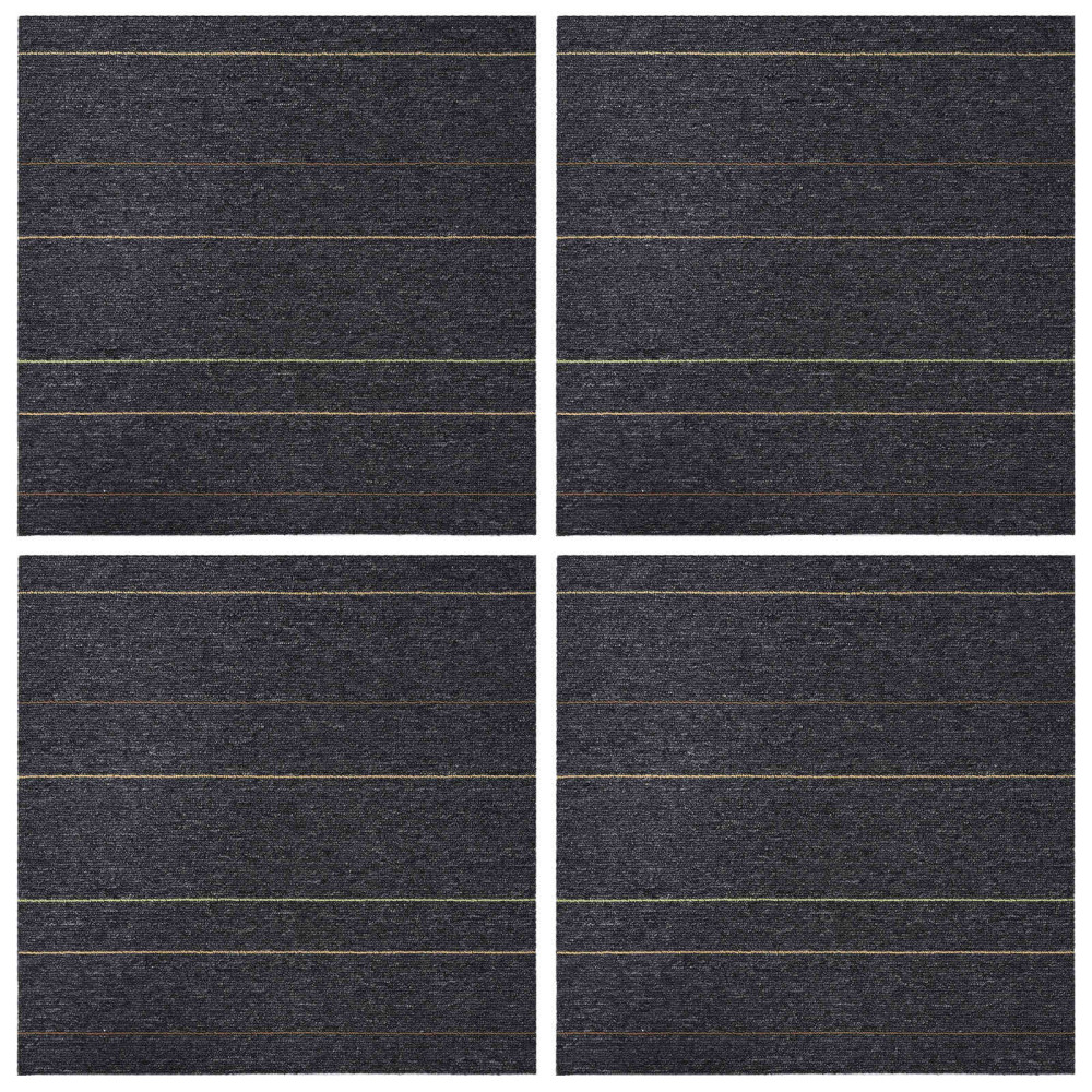 Produktbild för Mattan platta Mörkgrå med ränder 50 x 50 cm 4 pcs
