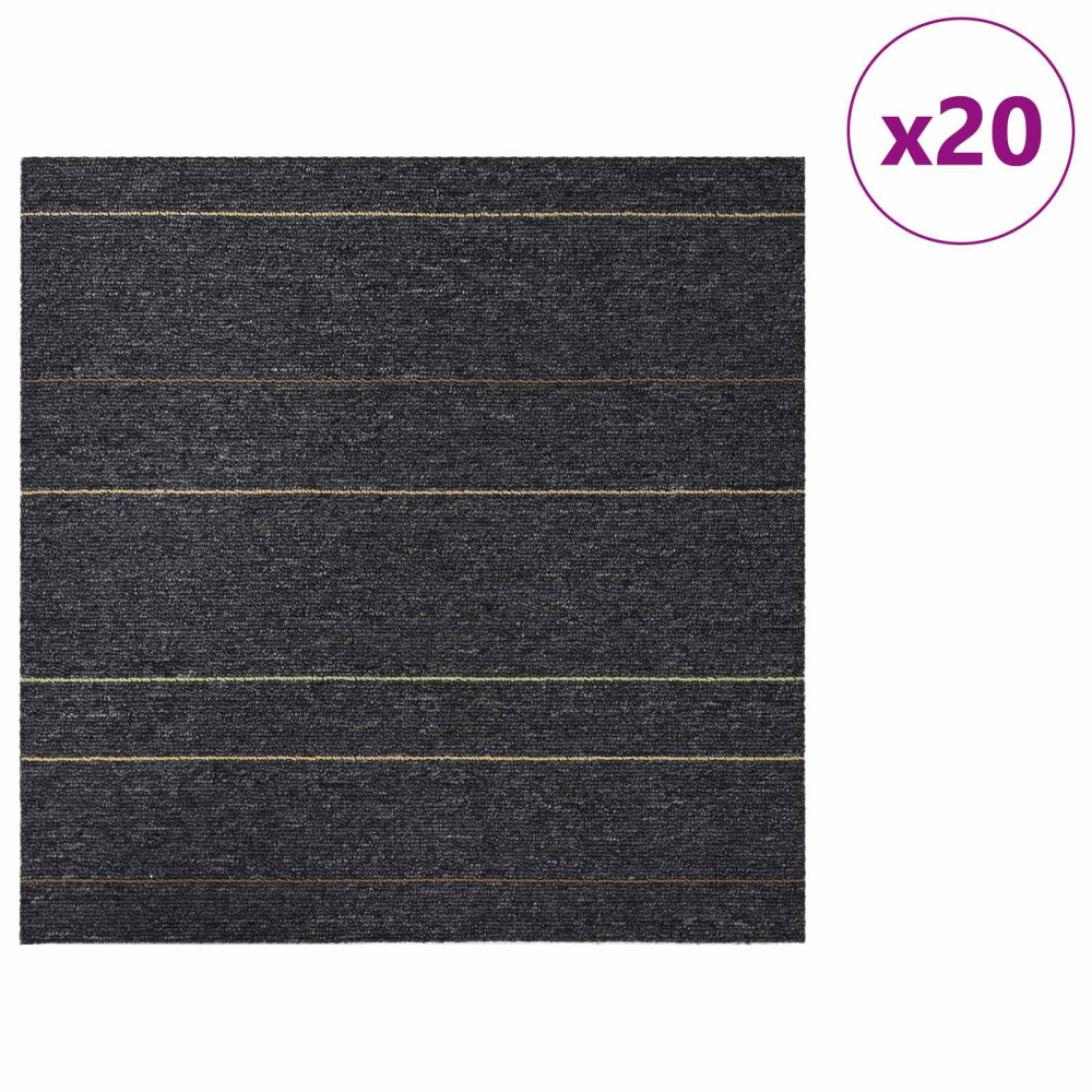 Produktbild för Mattan platta Mörkgrå med ränder 50 x 50 cm 20 pcs