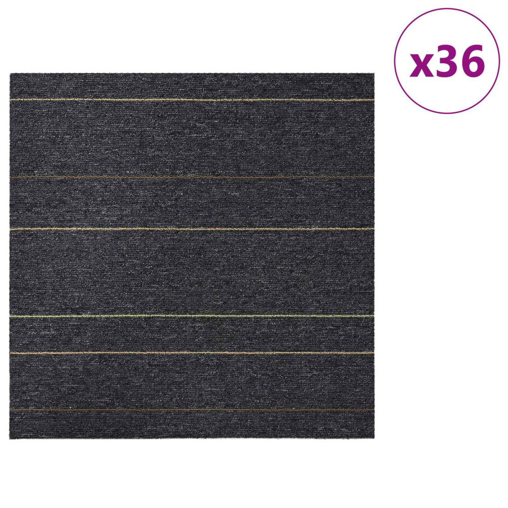Produktbild för Mattan platta Mörkgrå med ränder 50 x 50 cm 36 pcs