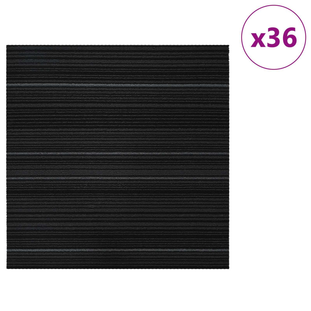 Produktbild för Mattan platta Randig Mörkgrå 50 x 50 cm 36 pcs PP och Bitumen