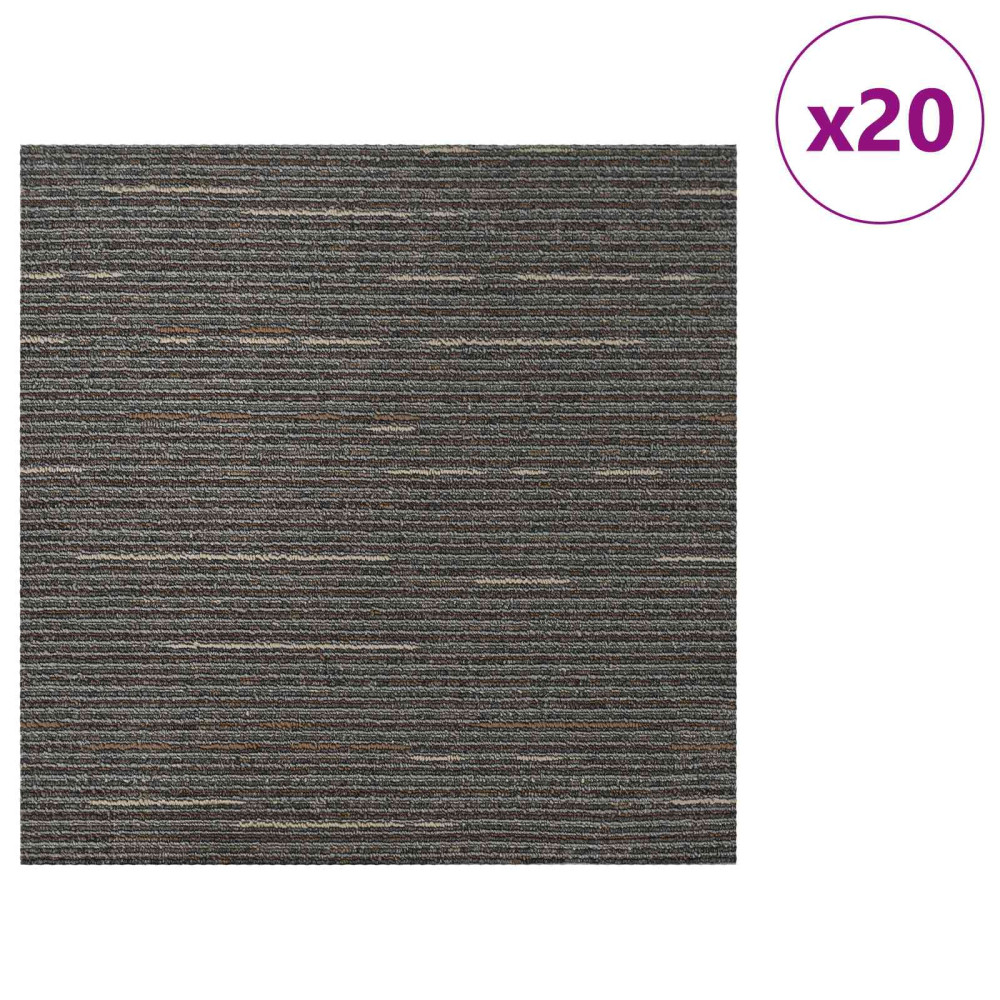 Produktbild för Mattan platta Randig Mörkbrun 50 x 50 cm 20 pcs PP och Bitumen
