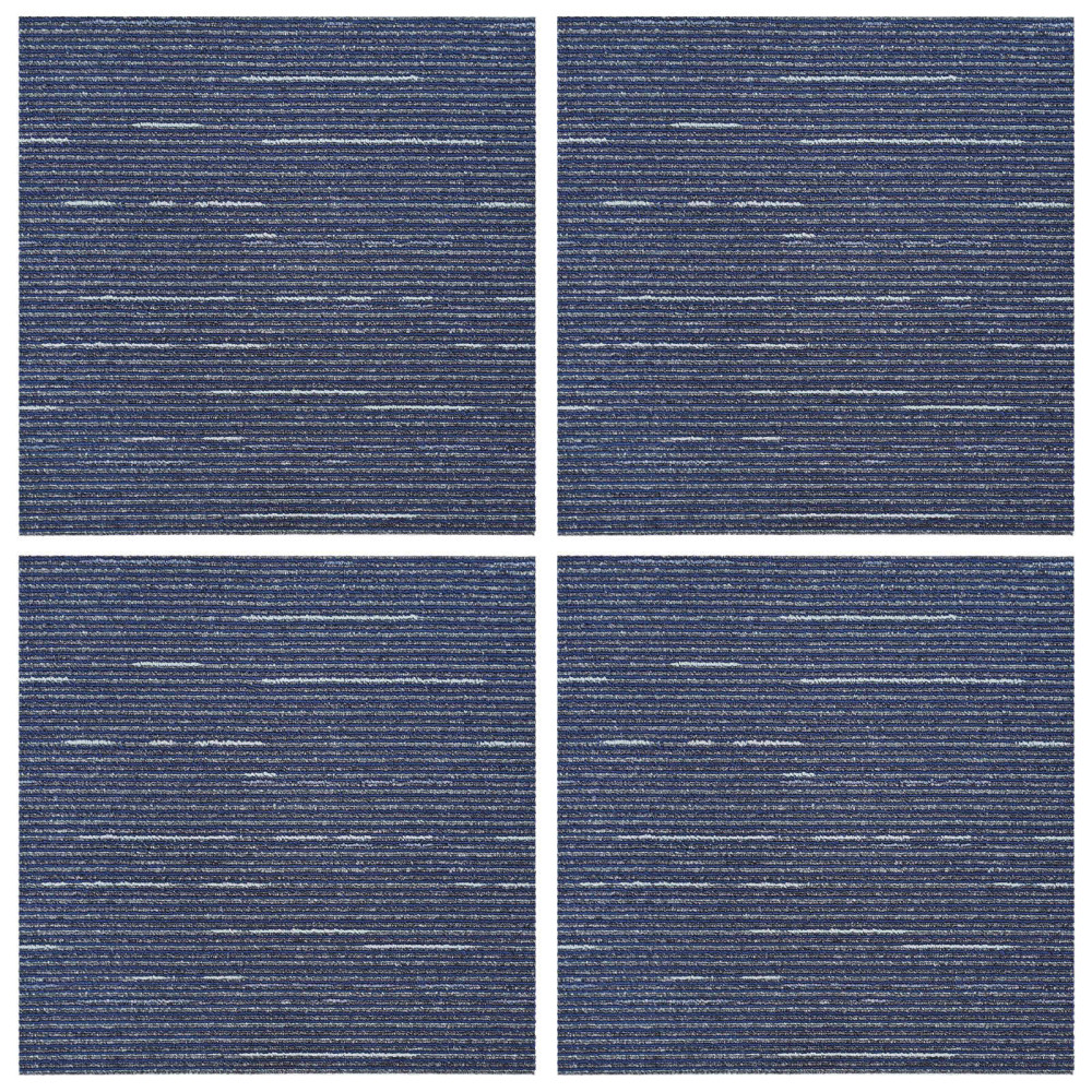 Produktbild för Mattan platta Randig Blå 50 x 50 cm 4 pcs PP och Bitumen