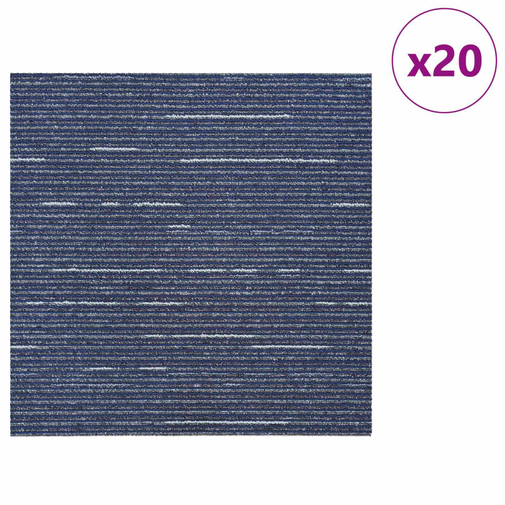 Produktbild för Mattan platta Randig Blå 50 x 50 cm 20 pcs PP och Bitumen