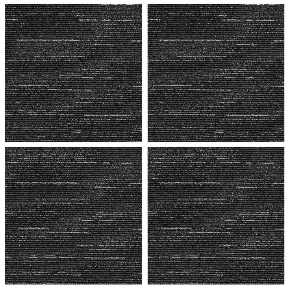 Produktbild för Mattan platta Randig Svart 50 x 50 cm 4 pcs PP och Bitumen
