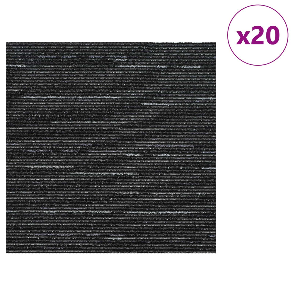 Produktbild för Mattan platta Randig Svart 50 x 50 cm 20 pcs PP och Bitumen