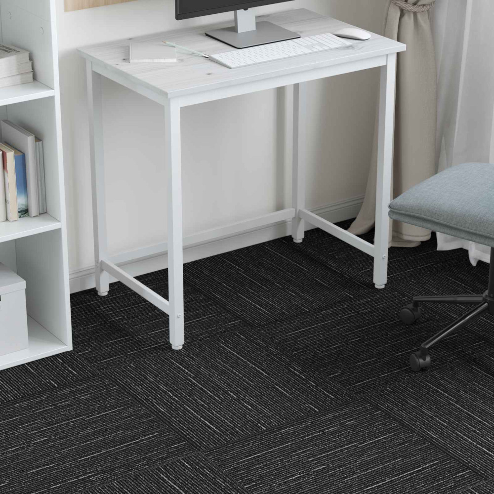 Produktbild för Mattan platta Randig Svart 50 x 50 cm 20 pcs PP och Bitumen