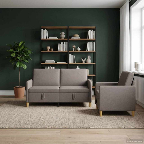 vidaXL Soffgrupp med förvaring 2 pcs Taupe Polyester - Soffor
