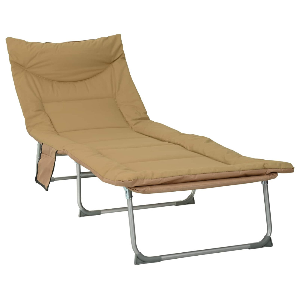 Produktbild för Hopfällbar solstol med kudde Beige