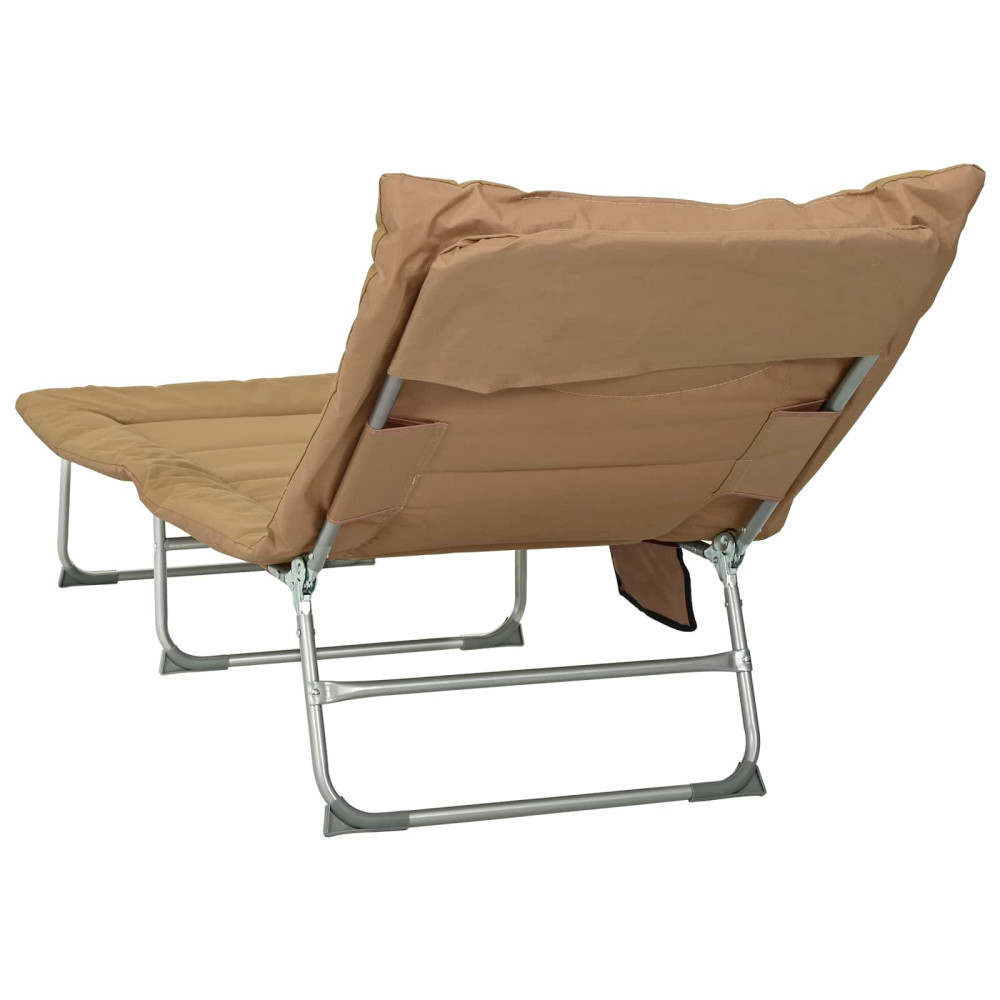 Produktbild för Hopfällbar solstol med kudde Beige