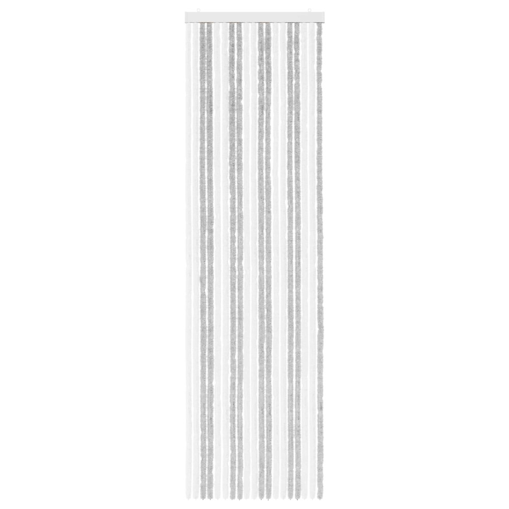 Produktbild för Insektsgardin Chenille Ljusgrå och vit. 56 x 200 cm 100% PP