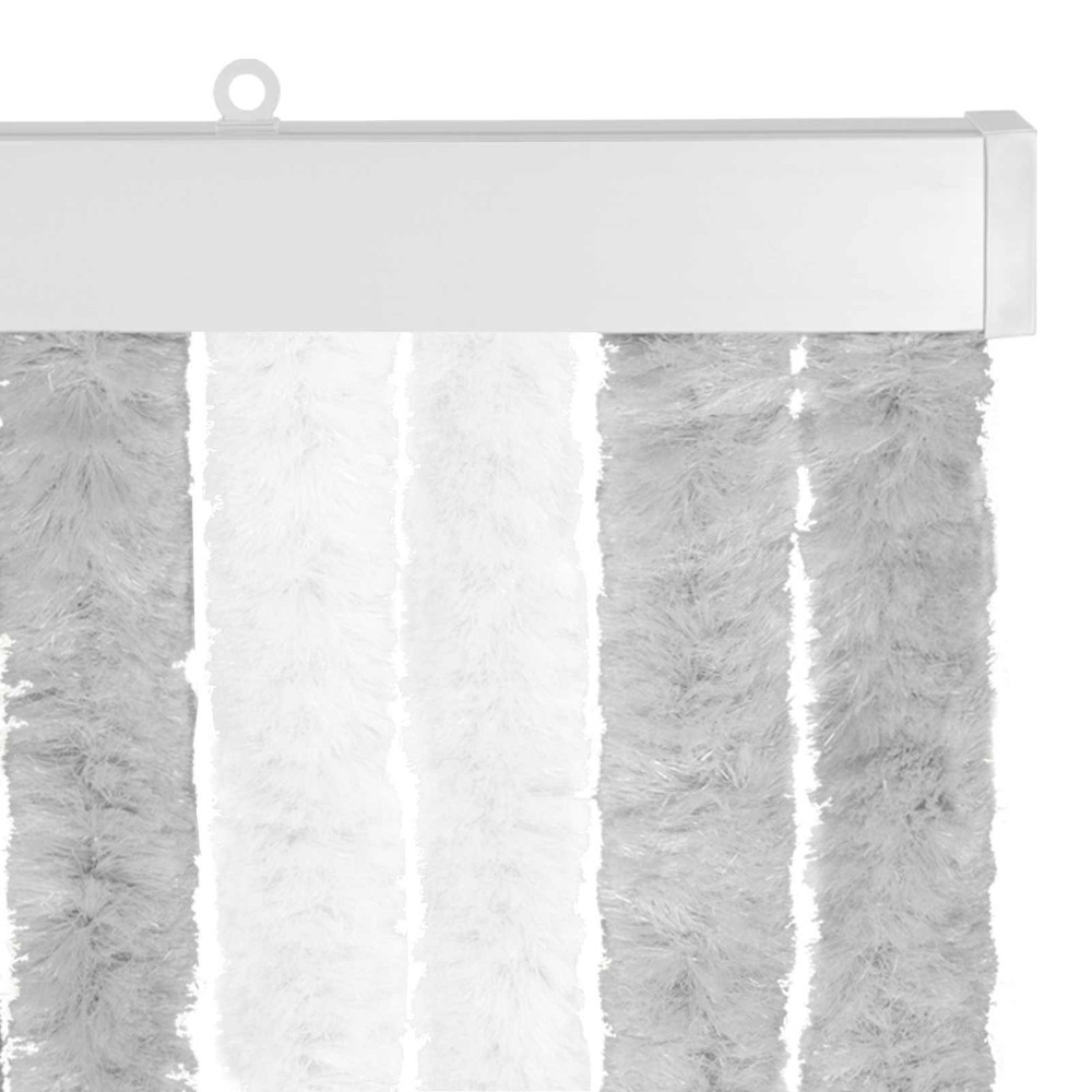 Produktbild för Insektsgardin Chenille Ljusgrå och vit. 56 x 200 cm 100% PP