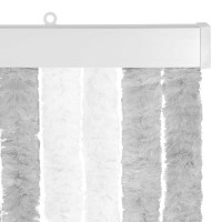 Produktbild för Insektsgardin Chenille Ljusgrå och vit. 56 x 200 cm 100% PP