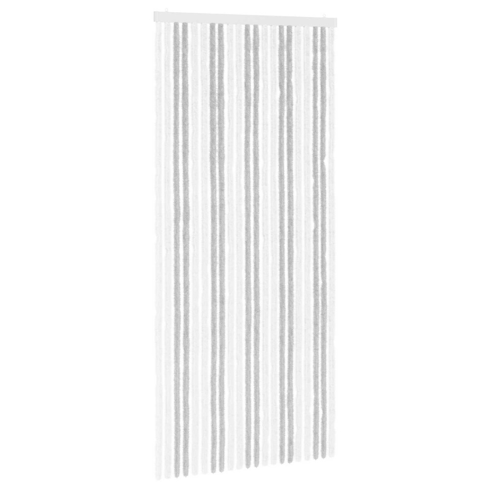 Produktbild för Insektsgardin Chenille Ljusgrå och vit. 90 x 200 cm 100% PP