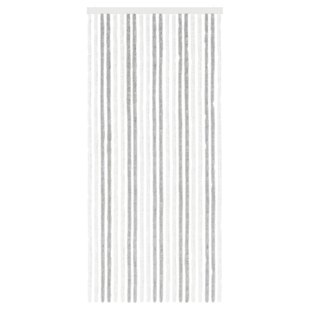 Produktbild för Insektsgardin Chenille Ljusgrå och vit. 90 x 200 cm 100% PP