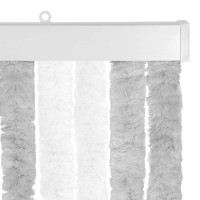 Produktbild för Insektsgardin Chenille Ljusgrå och vit. 90 x 200 cm 100% PP