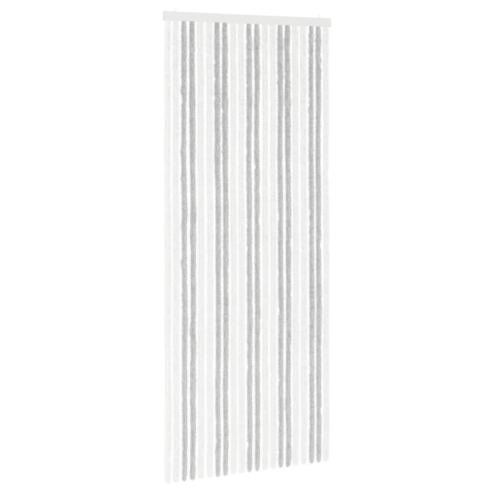 Produktbild för Insektsgardin Chenille Ljusgrå och vit. 90 x 220 cm 100% PP