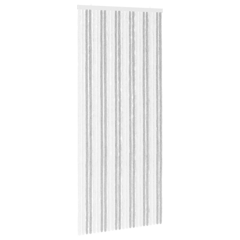 Produktbild för Insektsgardin Chenille Ljusgrå och vit. 100 x 230 cm 100% PP
