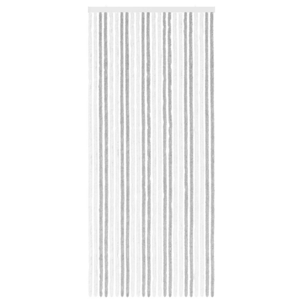 Produktbild för Insektsgardin Chenille Ljusgrå och vit. 100 x 230 cm 100% PP