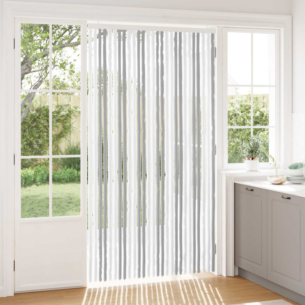 Produktbild för Insektsgardin Chenille Ljusgrå och vit. 118 x 220 cm 100% PP