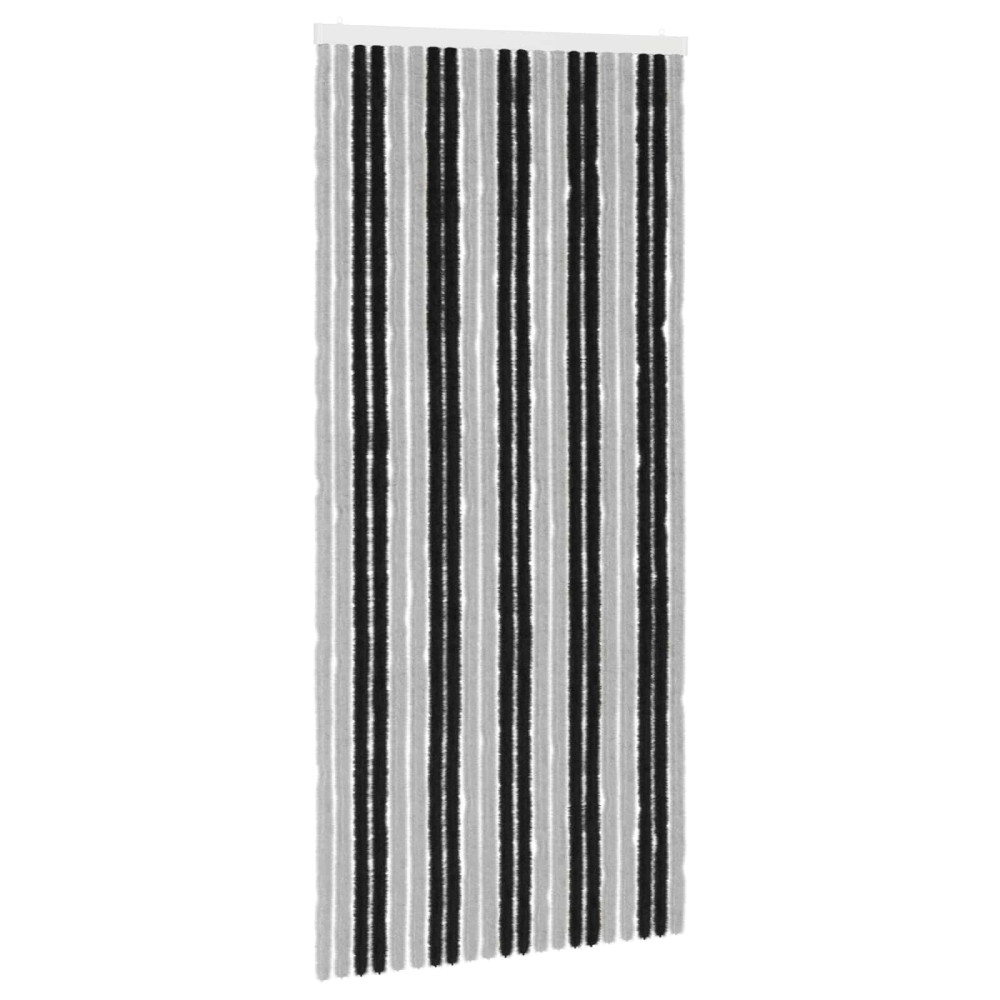 Produktbild för Insektsgardin Chenille Grå och svart 90 x 200 cm 100% PP