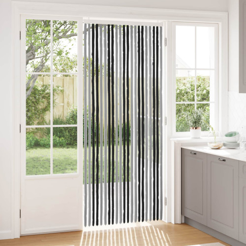 vidaXL Insektsgardin Chenille Grå och svart 90 x 220 cm 100% PP